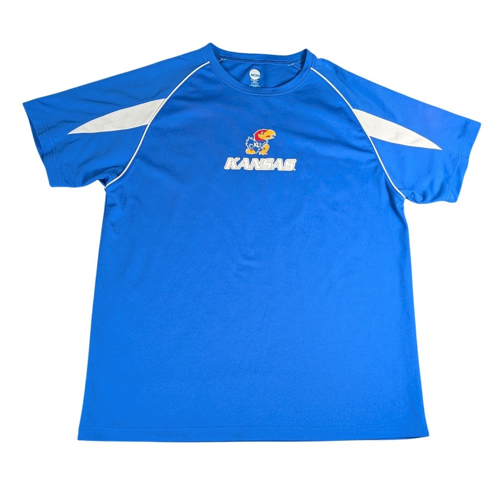NCAA Kansas Jayhawks Blue Performance T-Shirt KA Inc KU Jayhawk Logo Tee - Picture 2 of 9